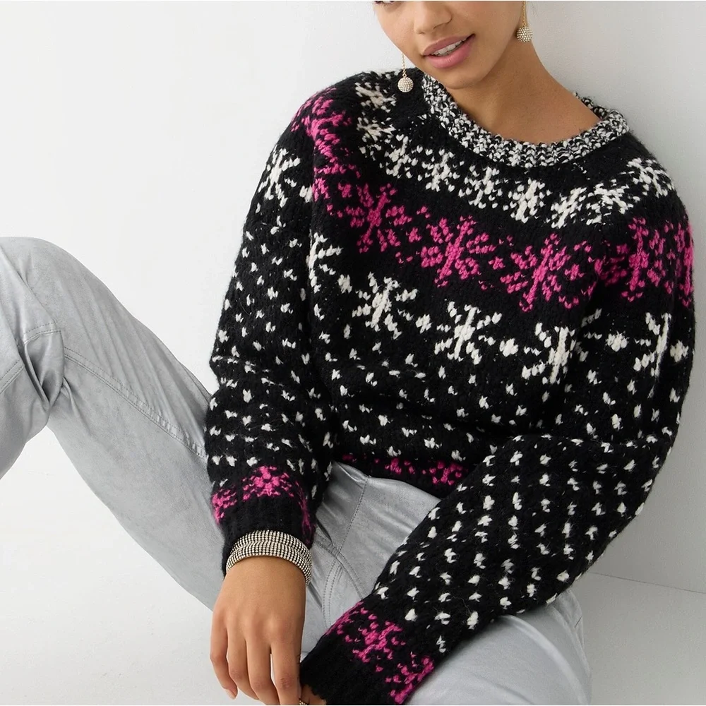 J.Crew Jacquard snowflake pullover sweater